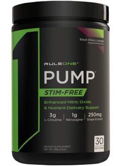 RULE 1 Pump Stim-Free Enhanced Nitric Oxide And Nutrient Delivery Support Black Cherry Limeade 30 Servings 231G 