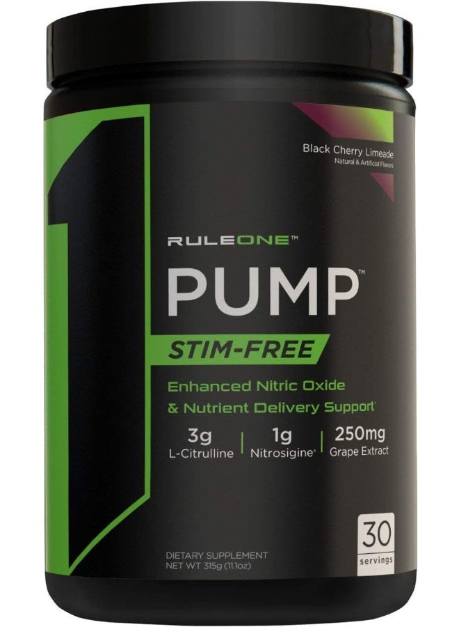 RULE 1 مكمل بومب خالي من المنشطات لدعم أكسيد النيتريك وتوصيل المغذيات بنكهة الكرز الأسود والليمون 30 حصة 231 جرام