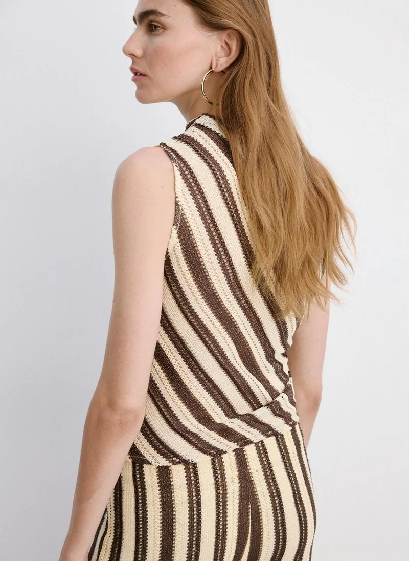MANGO Striped asymmetrical top