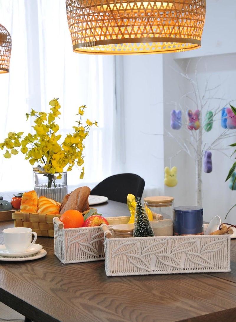 SOLARAE Toilet Paper Basket for Bathroom Set of 2 Boho Toilet Paper Holder for Back of Toilet Tank Top Countertop Entryway Bedroom Decorative Gift Baskets Small Woven Organizer Storage Bins for Organizing - Image 3