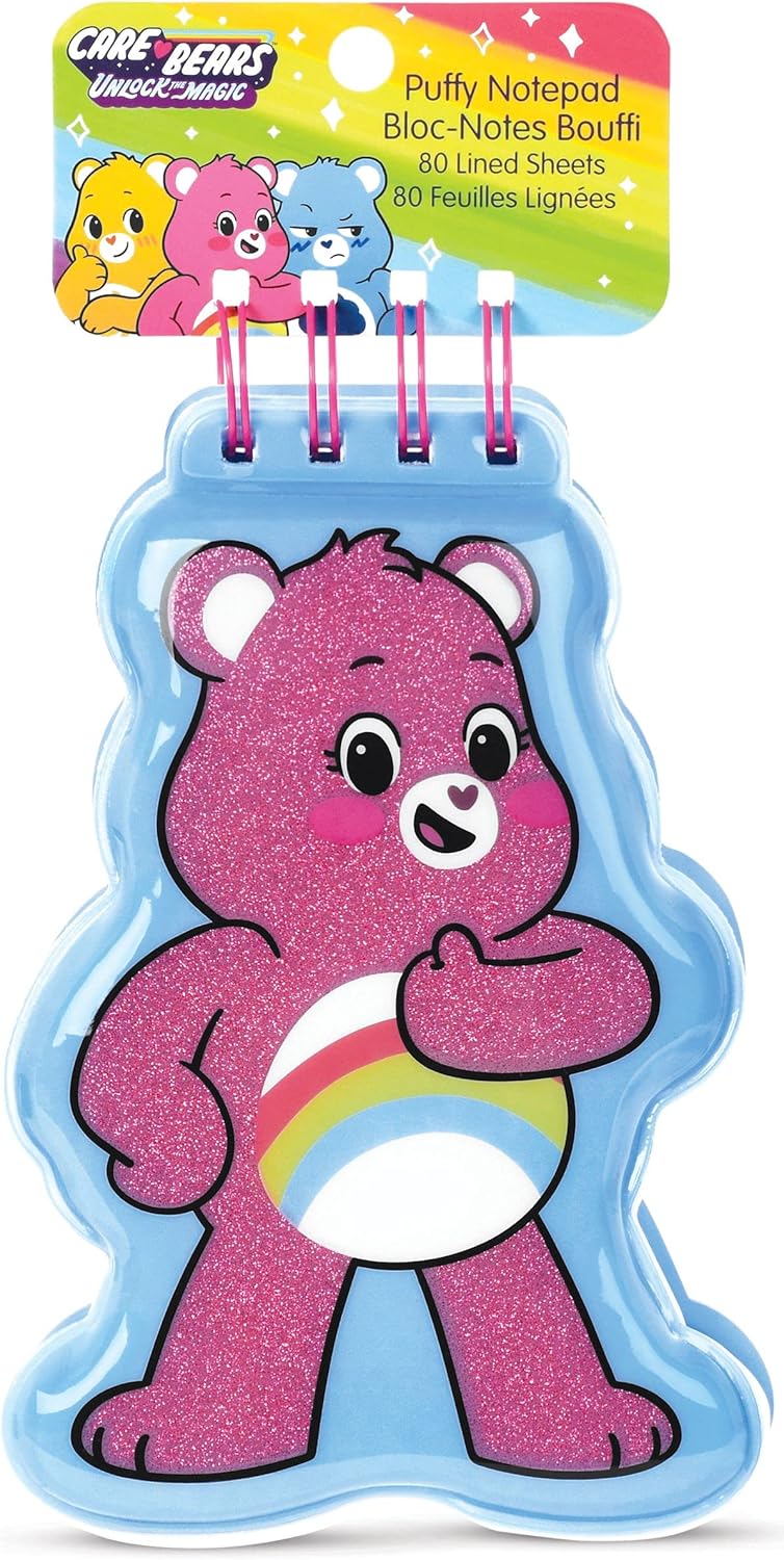 iscream Care Bears Cheer Bear Shaped Puffy Spiral-Bound Lined Page 8.5" Journal - Image 1