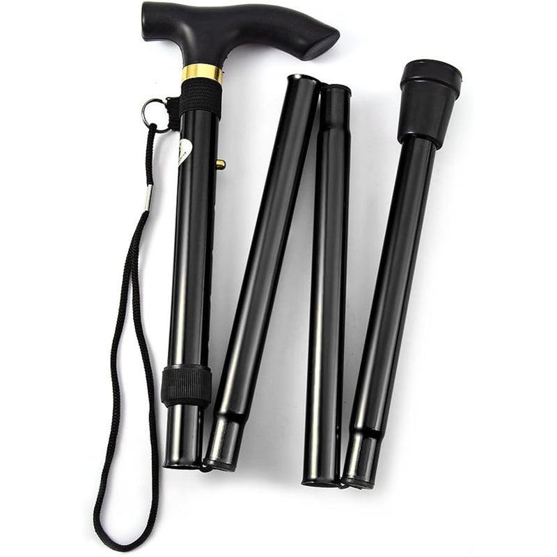 COMFKEY Folding Lightweight Walking Stick - Adjustable Aluminum Metal Collapsible Travel Cane with Non-Slip Rubber Base - Image 1