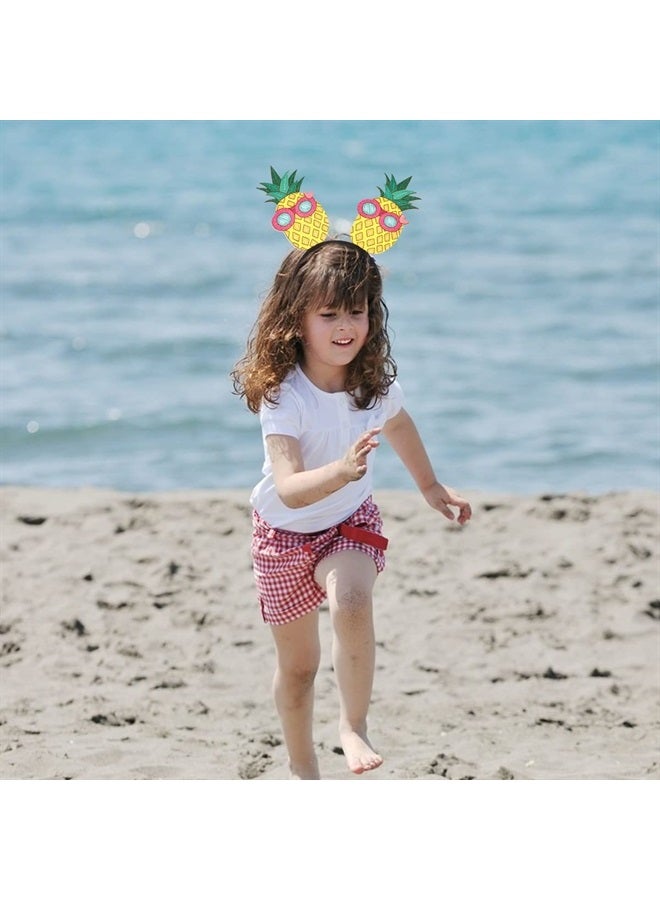 Doneace Hawaiian Party Headband Pineapple Hair Hoop Flowers Head Boppers Headwear Tropical Party Decorations Aloha Party Luau Party Decor Cartoon Hair Supplies Summer Hair Accessories for Adult Kids 1PCS - Image 5