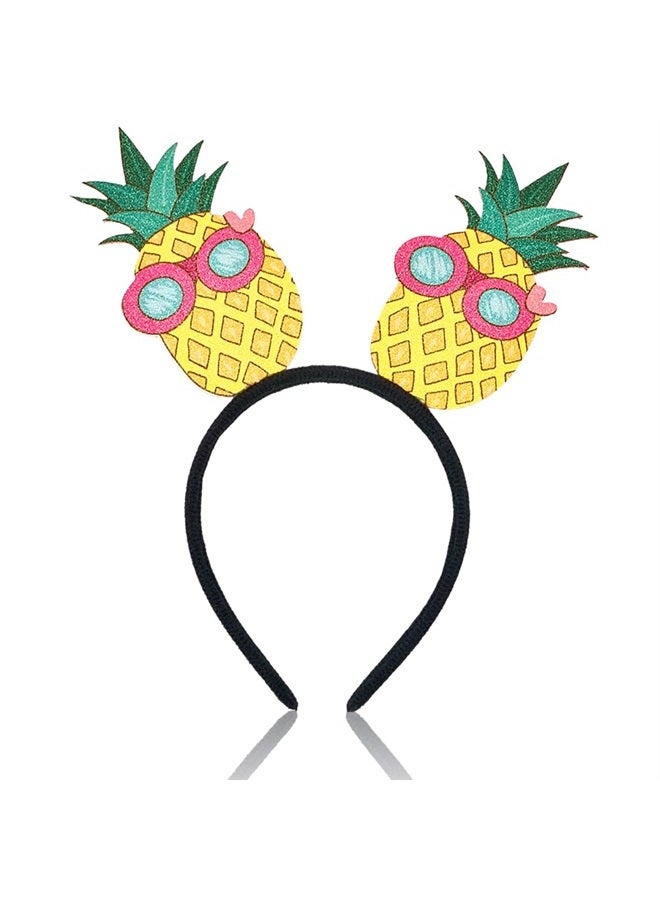 Doneace Hawaiian Party Headband Pineapple Hair Hoop Flowers Head Boppers Headwear Tropical Party Decorations Aloha Party Luau Party Decor Cartoon Hair Supplies Summer Hair Accessories for Adult Kids 1PCS - Image 1