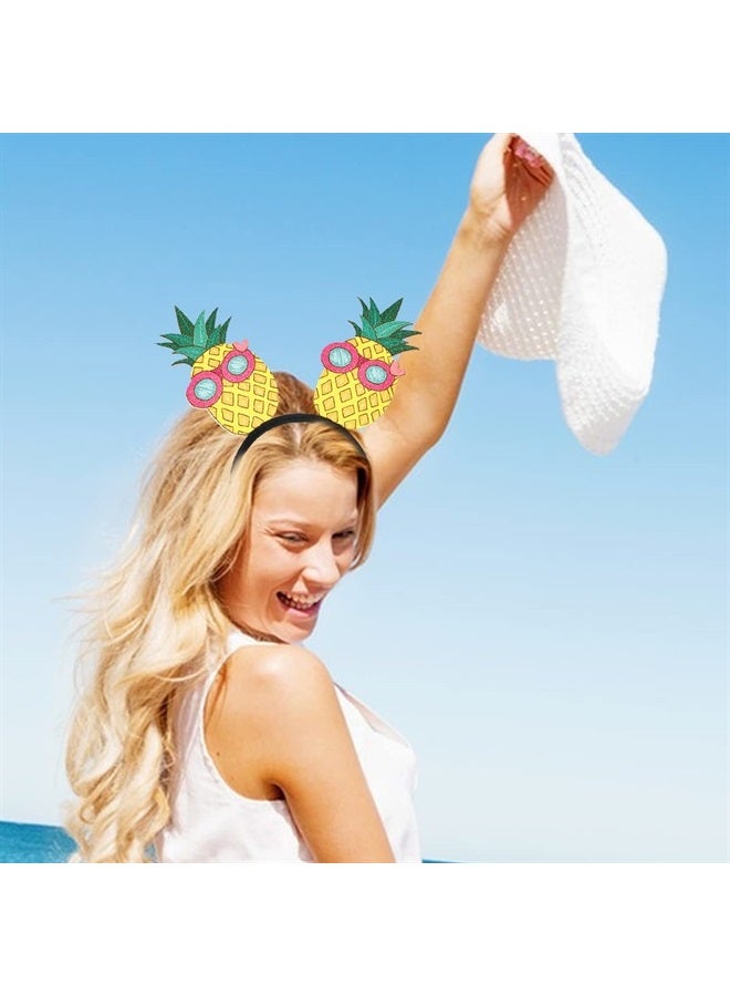 Doneace Hawaiian Party Headband Pineapple Hair Hoop Flowers Head Boppers Headwear Tropical Party Decorations Aloha Party Luau Party Decor Cartoon Hair Supplies Summer Hair Accessories for Adult Kids 1PCS - Image 4