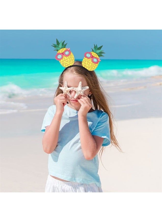 Doneace Hawaiian Party Headband Pineapple Hair Hoop Flowers Head Boppers Headwear Tropical Party Decorations Aloha Party Luau Party Decor Cartoon Hair Supplies Summer Hair Accessories for Adult Kids 1PCS - Image 2
