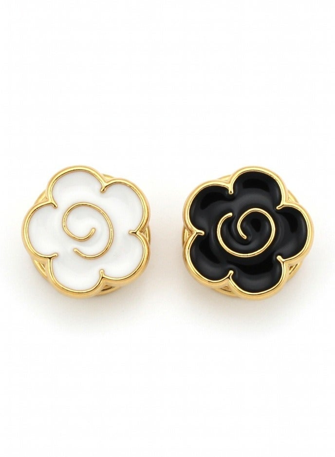 2-Piece Multi-Purpose Magnetic Hijab Pins for Women - No-Snag Scarf Clasp, Safety Brooch for Shawls and Clothing - Strong Magnet Buttons (Black/White) - Image 1
