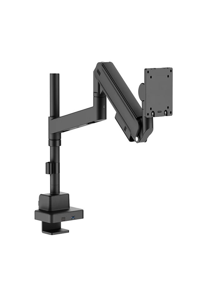 Skill Tech SH87 C012UCP Titan Heavy-Duty Pole-Mounted Gas Spring Monitor Arm with USB-A & USB-C Ports for 24"-57" Screens, VESA 200x200, 27kg Load Capacity – Black - Image 2