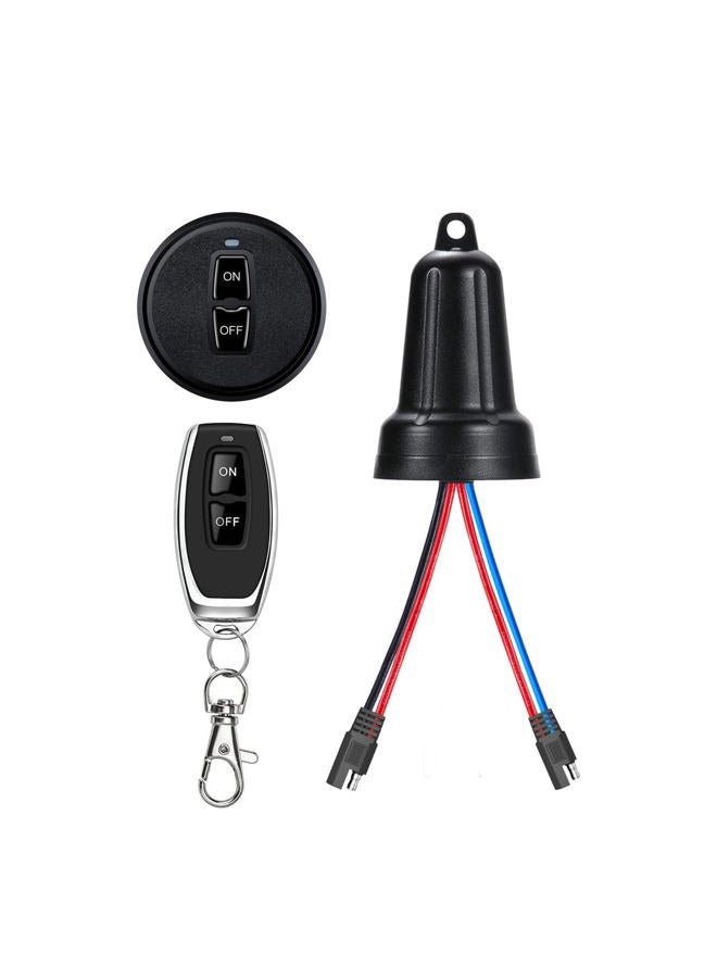 NEWNEWLIU 12V Waterproof Remote Switch,Mini Wireless Switch with SAE Connector Plug,DC5V/12V/24V/48V/10A Relay RF Remote ON/Off Switches with 328FT Long Range for Ceiling Lights,Agricultural Sprayers - Image 1