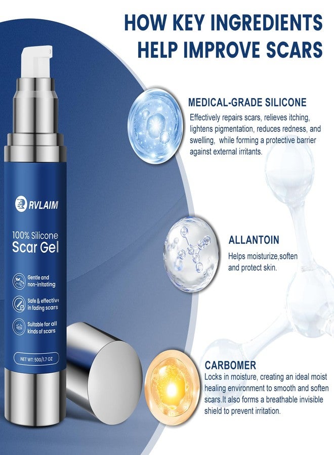 Rvlaim 100% Silicone Scar Gel Scar Cream, Advanced Silicone Gel for Removal of Surgical, Burns, Acne Scar, Old and Recent Scars and Stretch Marks, 1.7 oz/50ml - Image 3