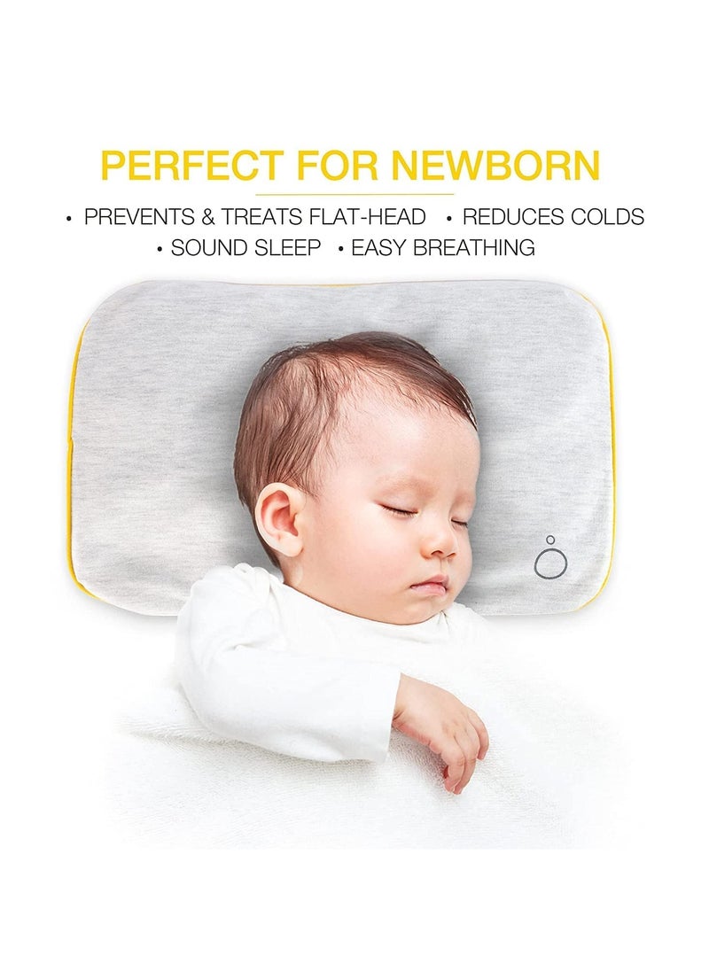 Omved Baby's First Pillow Rai Mustard Seeds Pillow with Lavender Removable Cotton Cover  Light Grey Small Size 19 x 25 cm 500g