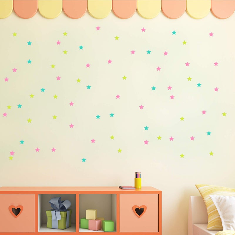 Wtech 100 Pcs Colorful Glow in The Dark Luminous Stars Fluorescent Noctilucent Plastic Wall Stickers Murals Decals for Home Art Decor Ceiling Wall Decorate Kids Babys Bedroom Room Decorations (Colorful) - Image 5
