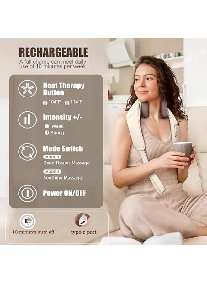 Neck & Shoulder Massager with Heat – Cordless Electric Deep Kneading Massage Pillow for Pain Relief, Rechargeable for Neck, Back, Shoulders & Legs - Image 2