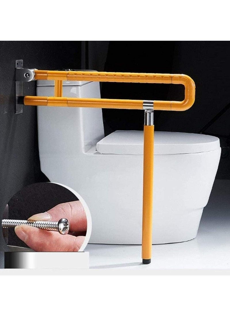 XiuWoo Toilet Safety Rail Foldable, Toilet Handrail Adjustable Frame Rails, Folding Toilet Safety Rails for Bathroom with Leg Anti-Slip for Elderly Disabled Pregnant, 75cm,yellow - Image 2