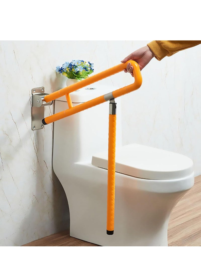 XiuWoo Toilet Safety Rail Foldable, Toilet Handrail Adjustable Frame Rails, Folding Toilet Safety Rails for Bathroom with Leg Anti-Slip for Elderly Disabled Pregnant, 75cm,yellow - Image 3