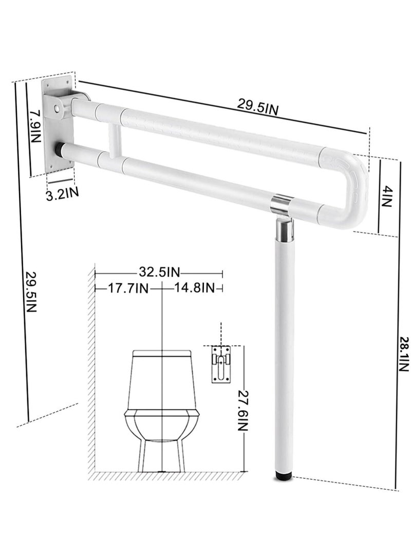 XiuWoo Toilet Safety Rail Foldable, Toilet Handrail Adjustable Frame Rails, Folding Toilet Safety Rails for Bathroom with Leg Anti-Slip for Elderly Disabled Pregnant, 75cm,yellow - Image 5