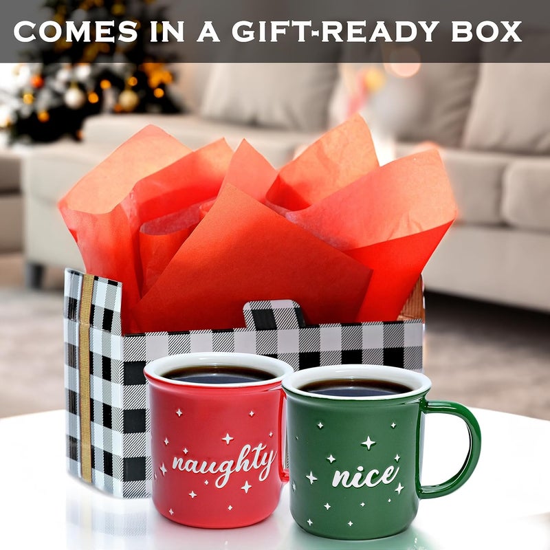 MAINEVENT Naughty Nice Christmas Mugs Coffee Set 11 Ounce, Christmas Cups Couple Gift - Image 2