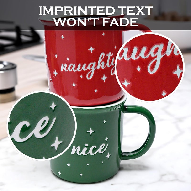 MAINEVENT Naughty Nice Christmas Mugs Coffee Set 11 Ounce, Christmas Cups Couple Gift - Image 4