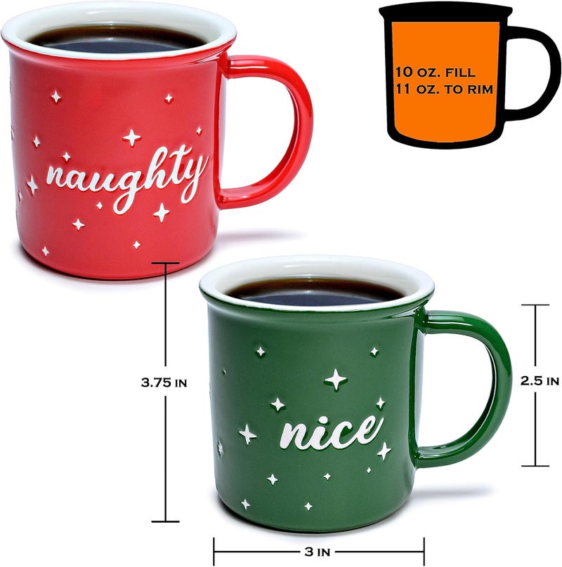 MAINEVENT Naughty Nice Christmas Mugs Coffee Set 11 Ounce, Christmas Cups Couple Gift - Image 3