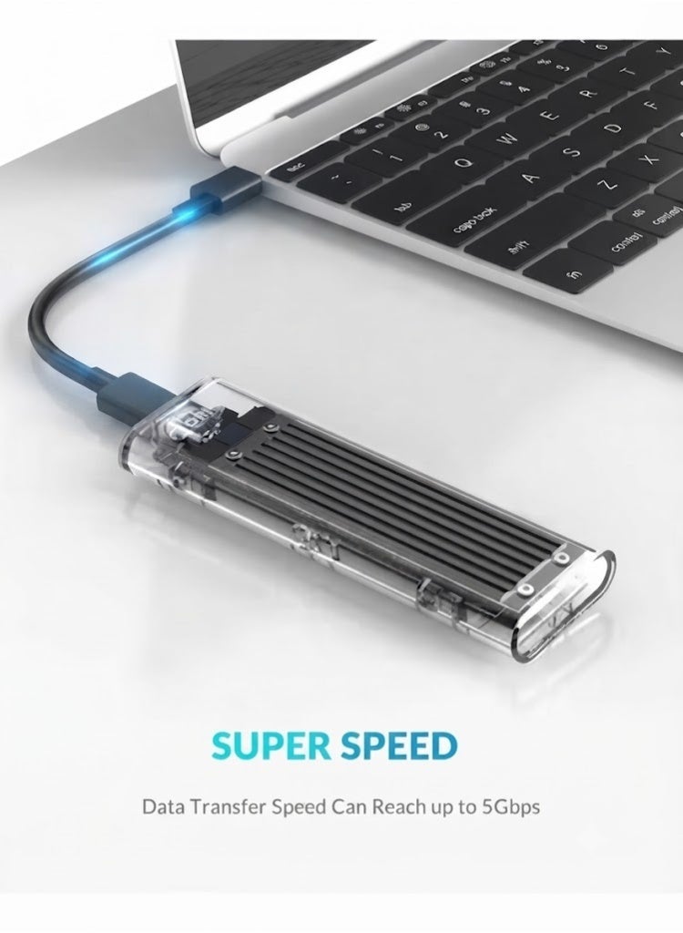 USB 3.1 M.2 SATA SSD Adapter Enclosure for NGFF M.2 B-Key and B+M Key SSDs, High-Speed External Reader Card (Not Compatible with NVMe/PCIe) - Image 2