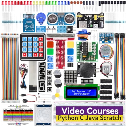SunFounder Da Vinci Starter Kit for Raspberry Pi 5 4B 3B B+ 400, Zero 2 W, Python C Java Scratch Node.js, Online Tutorials & Video Courses for Beginners & Experts (Raspberry PI NOT Included) - Image 1