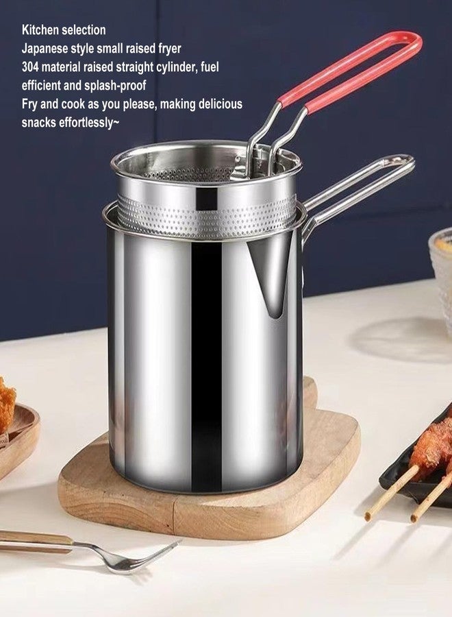 Bewinner Small Deep Fryer Pot with Basket Mini Oil Fryer 304 Stainless Steel Anti Scald Handle Fuel Saving Design Portable for Home Outdoor Fries Fish Chicken Seafood - Image 2