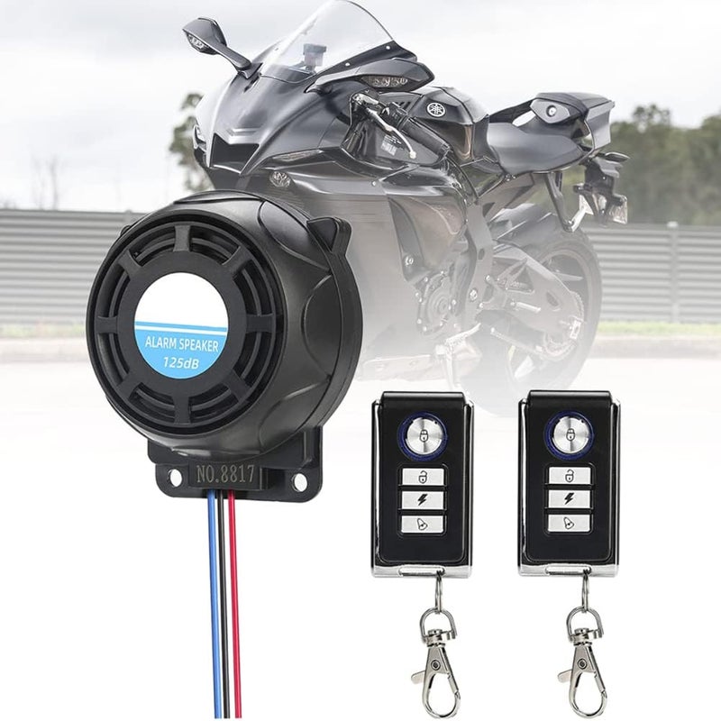 woobles Motorcycle Anti Theft Alarm System,  Double Remote Control Motorcycle Lock Motorcycle Burglar Alarm Motorcycle Alarm System Vibration Alarm for Motorcycles ATV Off-Road - 12V,125Db - Image 2