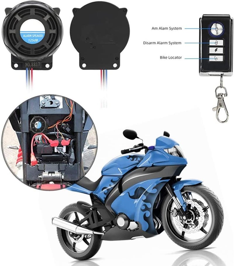 woobles Motorcycle Anti Theft Alarm System,  Double Remote Control Motorcycle Lock Motorcycle Burglar Alarm Motorcycle Alarm System Vibration Alarm for Motorcycles ATV Off-Road - 12V,125Db - Image 4