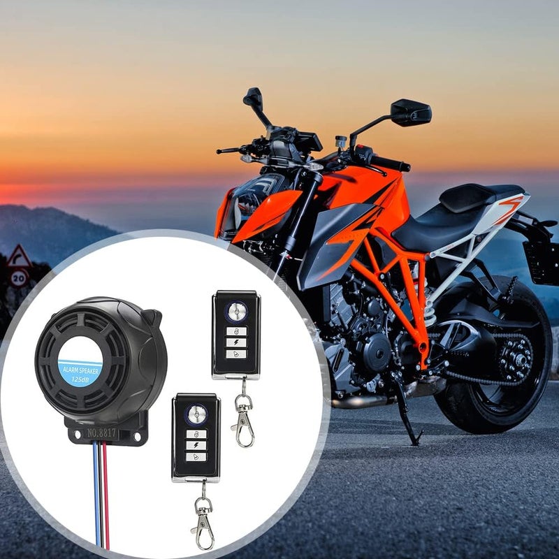 woobles Motorcycle Anti Theft Alarm System,  Double Remote Control Motorcycle Lock Motorcycle Burglar Alarm Motorcycle Alarm System Vibration Alarm for Motorcycles ATV Off-Road - 12V,125Db - Image 3