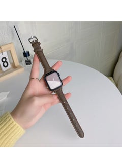 apple watch Smart Watch s98se/ultra Women's leather Apple strap 42/44/45/49mm dark brown