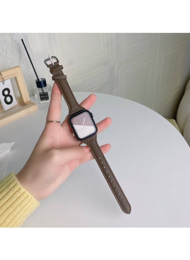 xozgdovg - apple watch Smart Watch s98se/ultra Women's leather Apple strap 42/44/45/49mm dark brown - Image 1