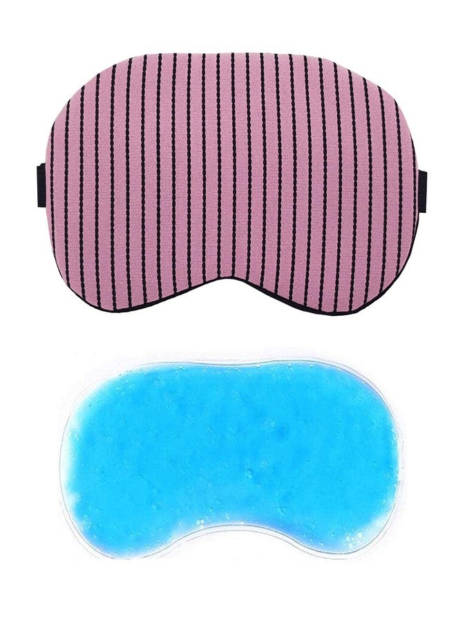 Jenna Polyester Cute Sleeping Eye Shade Mask Cover For Insomnia, Meditation, Puffy Eyes & Dark Circles Multiline Pink With Gel - Image 1
