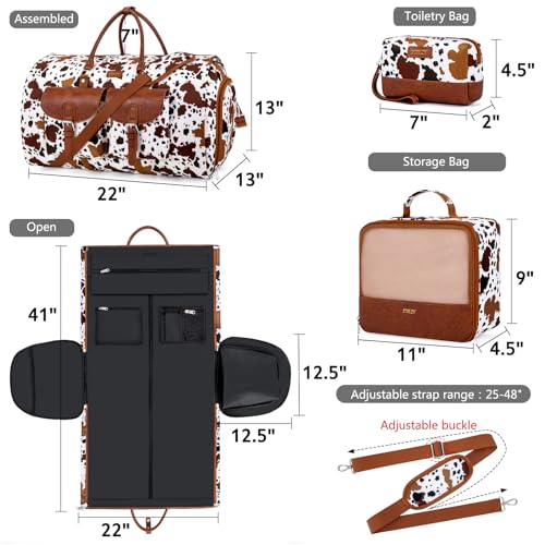 ITIEZY Garment Duffel Bag for Travel - Convertible Carry on Garment Duffel Travel Bag for Women Men Large Weekender Bag with Shoes Pouch 2 in 1 Hanging Suit Travel Duffel Bag 3pcs Set - Image 3