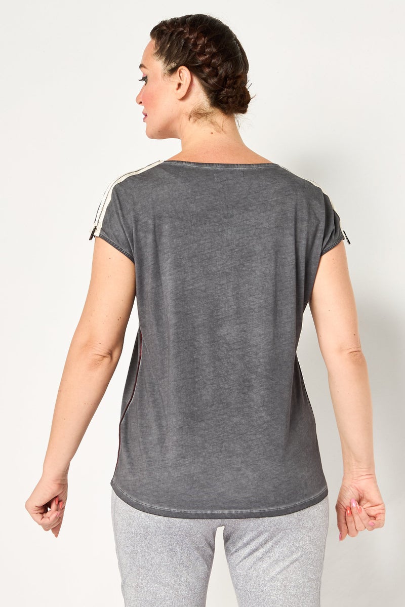 Scuderia Ferrari Women Sportswear Fit Short Sleeves Training Top, Dark Grey - Image 2