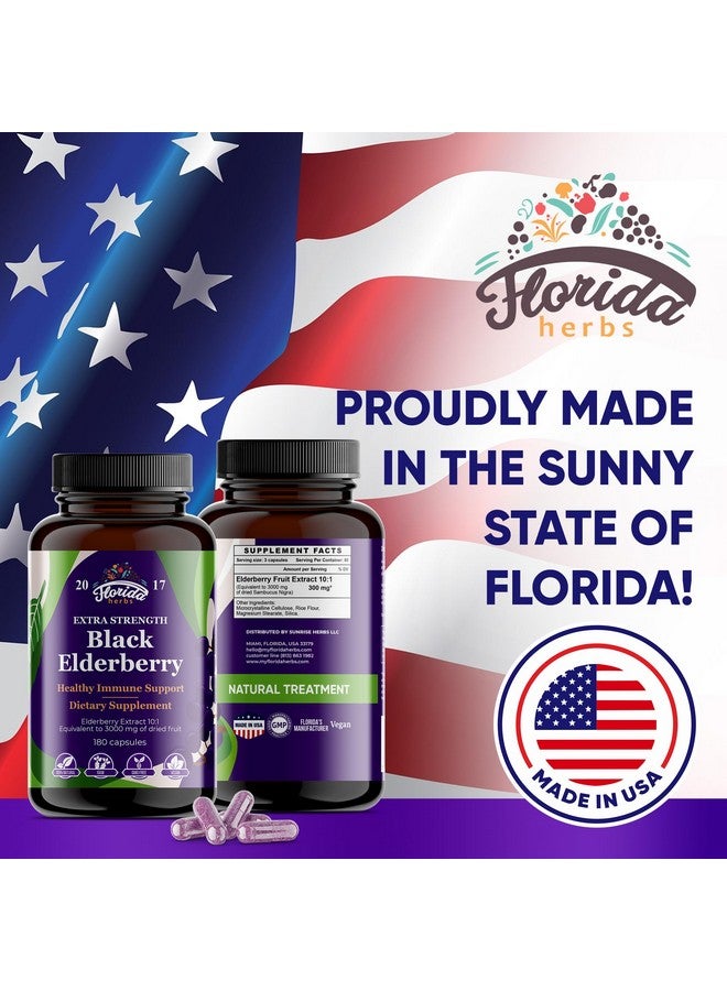 FLORIDA HERBS Black Elderberry Capsules | 180 Count | Sambucus Elderberry Vitamins, Non-GMO, Gluten Free, Organic Elderberry Extract Sambucus Nigra - Image 4