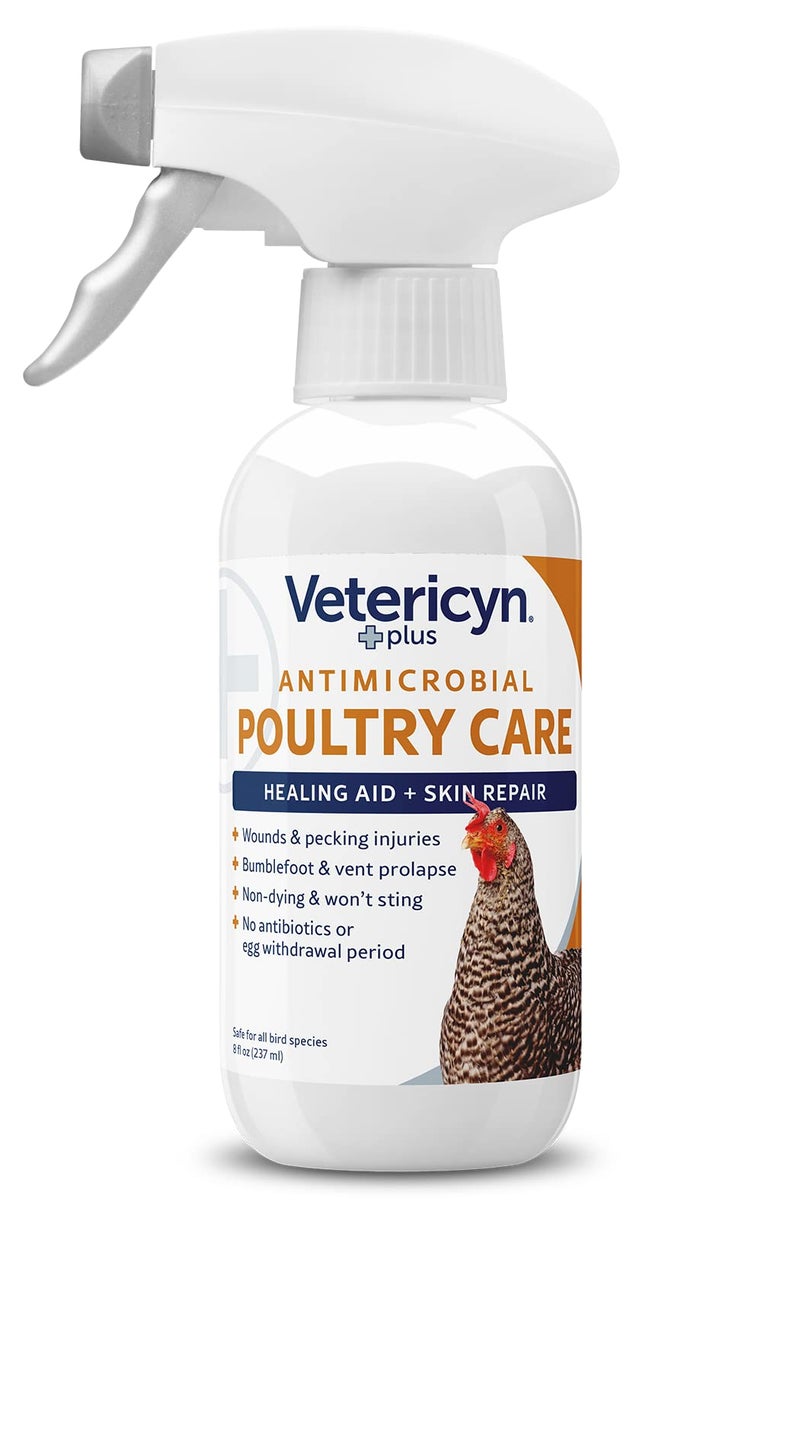 Vetericyn Plus Poultry Care Spray | Healing Aid and Skin Repair for Chicken Wounds, Pecking Injuries, Bumblefoot, Vent Prolapses, and More. 8 ounces - Image 1