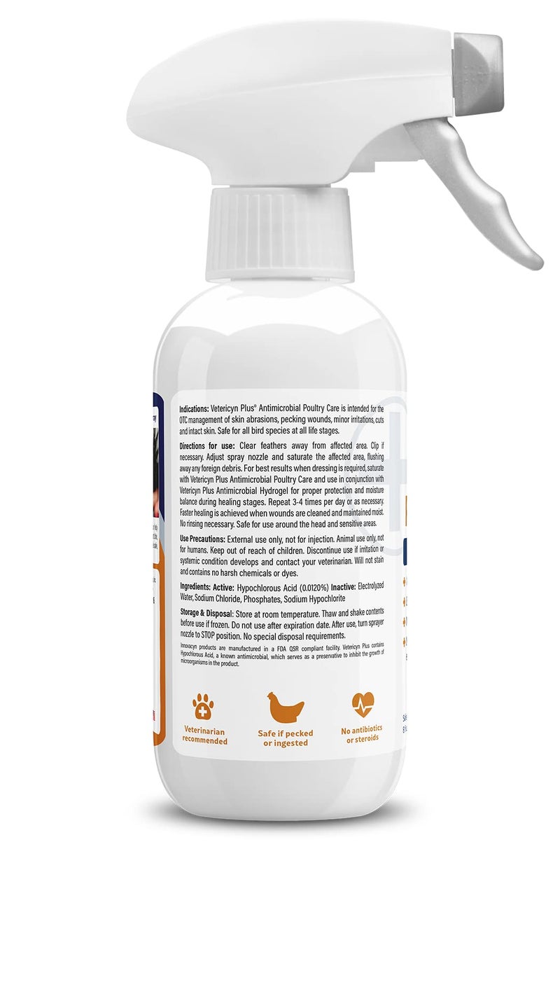 Vetericyn Plus Poultry Care Spray | Healing Aid and Skin Repair for Chicken Wounds, Pecking Injuries, Bumblefoot, Vent Prolapses, and More. 8 ounces - Image 3