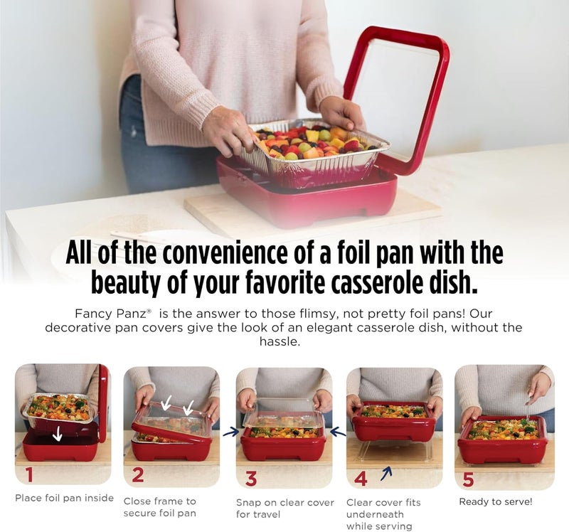 Fancy Panz - Aqua Classic Aluminum Foil Pan Carrier with Lid - Elevated Food Serving Tray - Portable Casserole Carrier with Lid - Made in The USA Hosting Essentials - Image 2