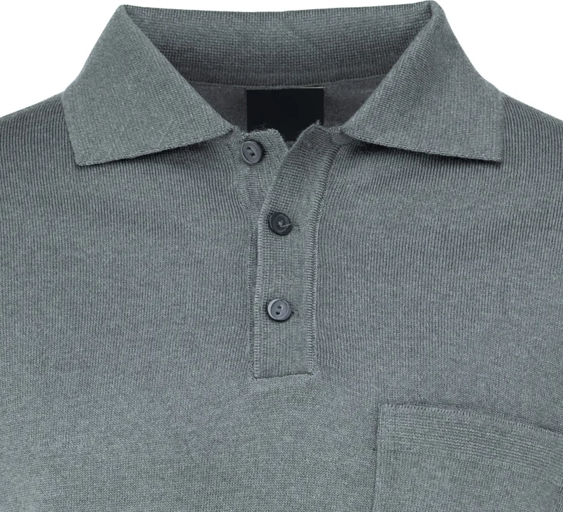 اوبلاند Men's Long Sleeve Polo Collar Solid Color Classic Model Pocket Comfortable Cut Full Pattern Wool Woven Sweater