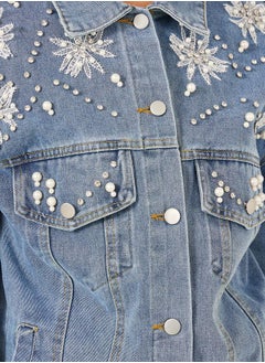 Styli Embellished Regular Fit Denim Jacket  - Image 5