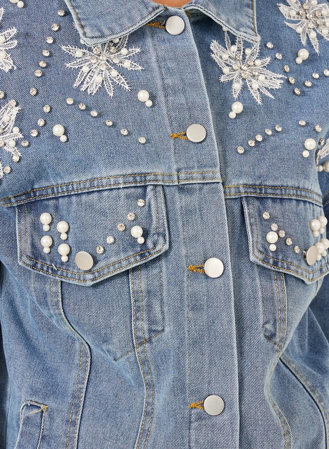 Styli Embellished Regular Fit Denim Jacket - Image 5