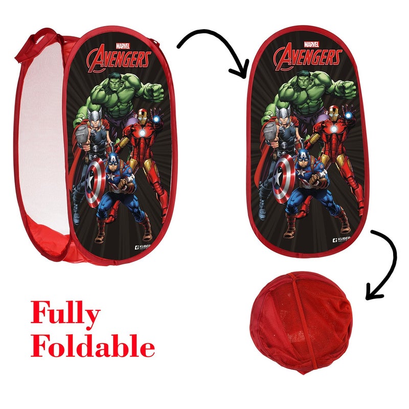 Kuber Industries Laundry Basket | Marvel Avengers Net Foldable Laundry | Nylon Storage Basket with Handle For Home For Home | Clothes Basket | Toy Storage | 30 LTR | Black - Image 5