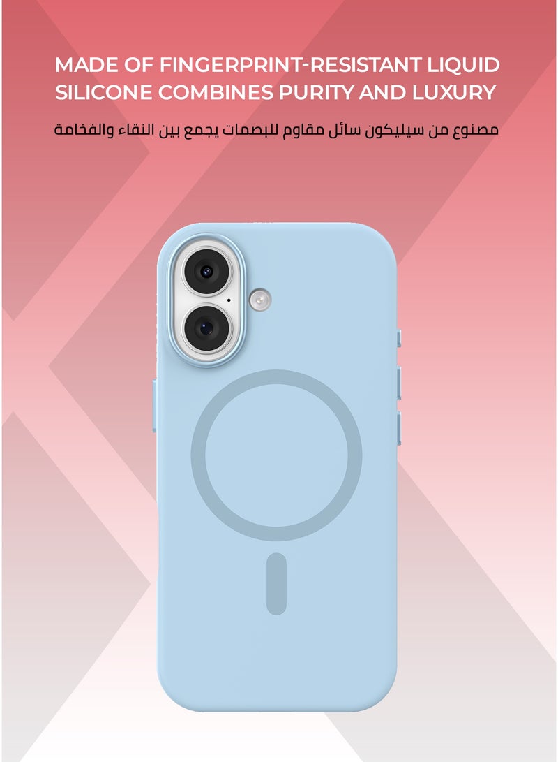 زوندا كفر بيور ايفون 17 ماج سيف لون ازرق سماوي - بطانة داخلية من المايكروفايبر لحماية من الخدوش،إطار كاميرا معدني مرتفع لحماية العدسة، مصنوع من السيليكون السائل مع طبقة مقاومة  للبصمات، متوافق مع ملحقات MagSafe - Image 2