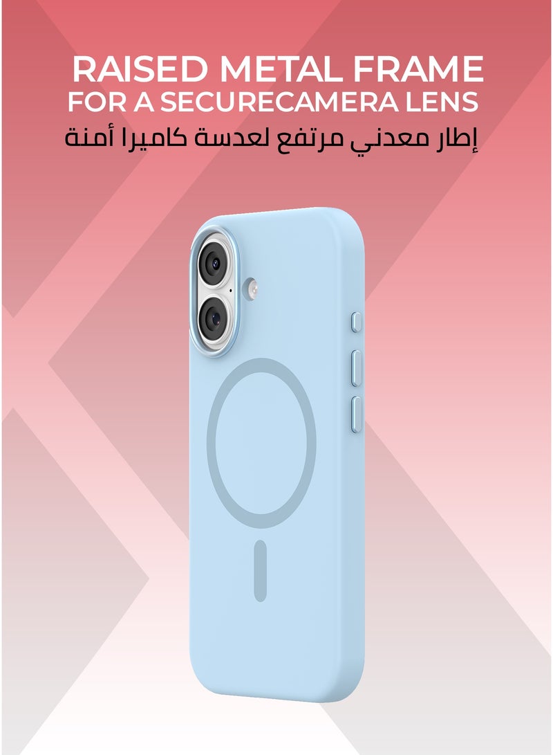 زوندا كفر بيور ايفون 17 ماج سيف لون ازرق سماوي - بطانة داخلية من المايكروفايبر لحماية من الخدوش،إطار كاميرا معدني مرتفع لحماية العدسة، مصنوع من السيليكون السائل مع طبقة مقاومة  للبصمات، متوافق مع ملحقات MagSafe - Image 4