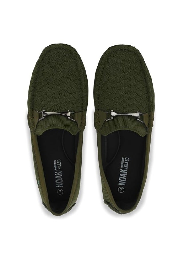 NOAK Handcrafted Very Olive Knitted MESH Horse-BIT Loafer|10UK|Olive - Image 2