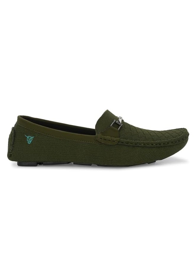 NOAK Handcrafted Very Olive Knitted MESH Horse-BIT Loafer|10UK|Olive - Image 3