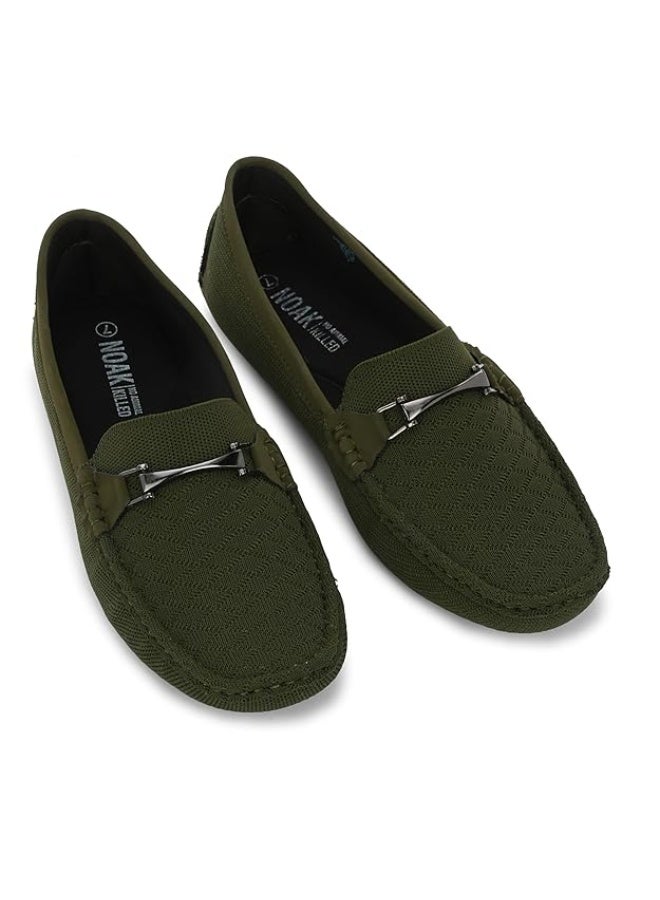 NOAK Handcrafted Very Olive Knitted MESH Horse-BIT Loafer|10UK|Olive - Image 1