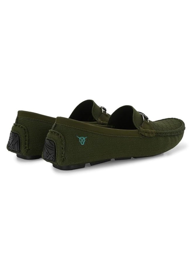 NOAK Handcrafted Very Olive Knitted MESH Horse-BIT Loafer|10UK|Olive - Image 4