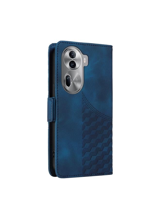 اس-توب جراب هاتف OPPO Reno11 Pro 5G Global من الجلد المنقوش على شكل معين مرصع بالنجوم - Image 3