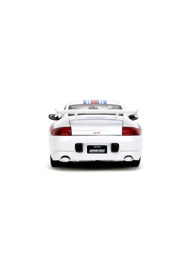 Jada Toys Hyper-Spec 1:24 Porsche 911 GT3 (996.1) Die-Cast Car, Toys for Kids and Adults(White/Red Stripes) - Image 4